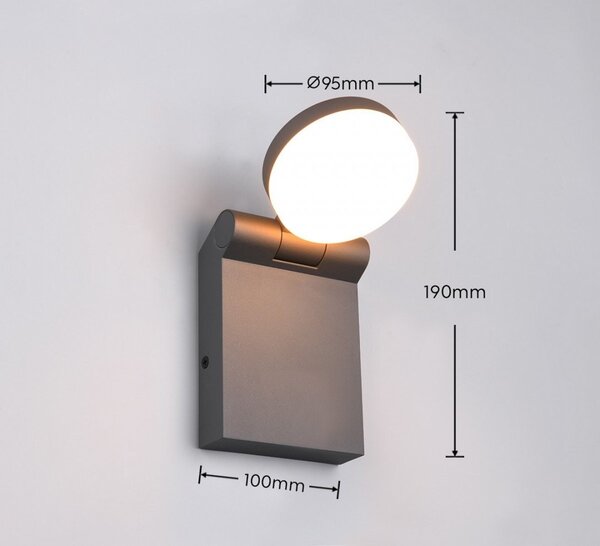 Trio T245560142 LED venkovní nástěnné svítidlo ADOUR | 7W integrovaný LED zdroj | 750lm | 2300+3000+4000K