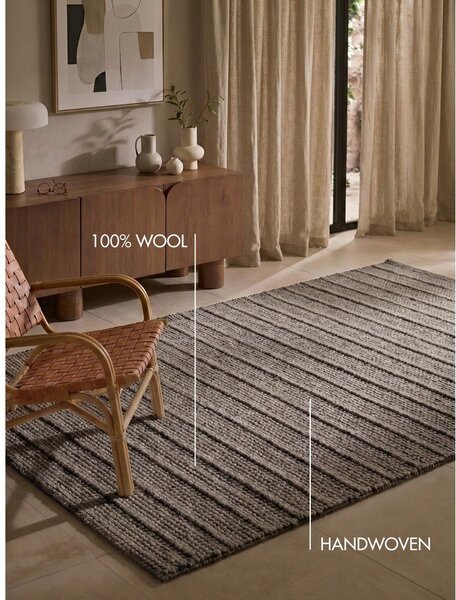 Tmavě šedý/tmavě hnědý ručně tkaný vlněný koberec 80x150 cm Camden Parker – Ted Baker