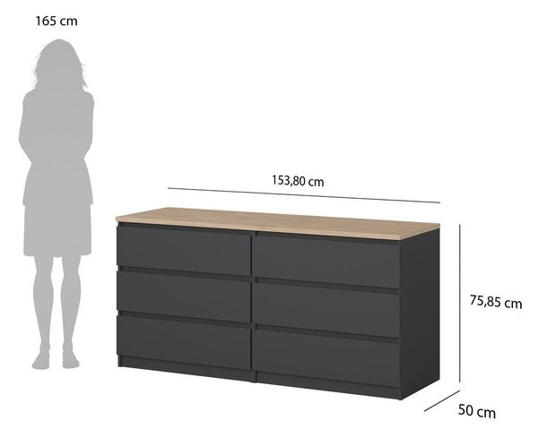 Tmavě šedá komoda 154x76x50 cm Naia – Tvilum