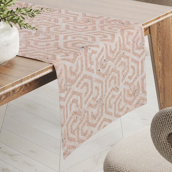 Biante Sametový běhoun na stůl Tamara TMR-029 Růžovobéžové hexagony s černým žíháním 20x120 cm