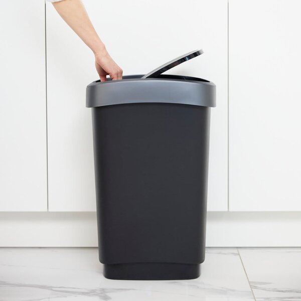 Odpadkový koš z recyklovaného plastu ve stříbrno-černé barvě 25 l Twist - Rotho