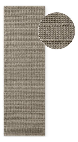 Šedý ručně tkaný vlněný běhoun 80x250 cm Camden Parker – Ted Baker