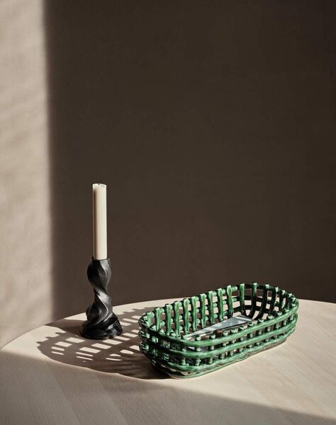 Ferm Living Organizér Ceramic Basket Oval, emerald green
