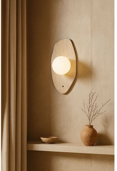 Béžové kamenné nástěnné svítidlo ø 10 cm Hilde – Opviq lights