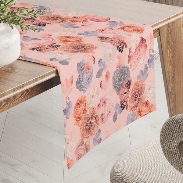 Biante Teflonový běhoun na stůl TF-062 Růže na lososově růžovém 20x120 cm