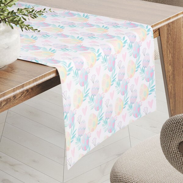Biante Velikonoční teflonový běhoun na stůl TF-073 Pastelové kraslice na bílém 20x120 cm