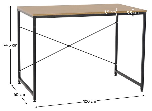 KONDELA Psací stůl, dub / černá, 100x60 cm, MELLORA