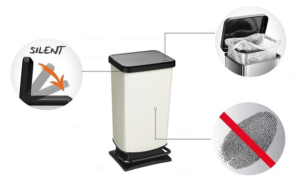 Černý pedálový odpadkový koš z recyklovaného plastu 40 l Paso - Rotho