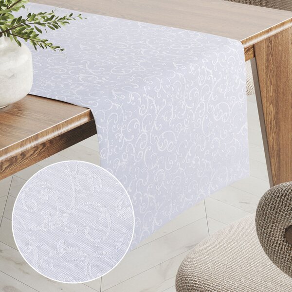 Biante Teflonový běhoun na stůl TF-078 Ornamenty - studená bílá 20x120 cm