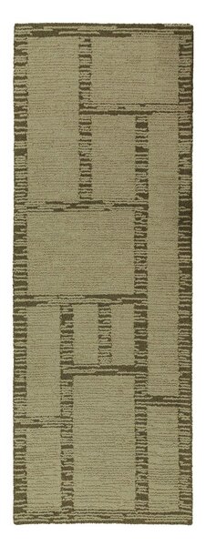Zelený ručně tkaný vlněný běhoun 80x230 cm Harris Modula Wool – Flair Rugs