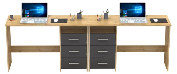 KONDELA PC stůl, dub artisan/grafit, LARISTOTE NEW
