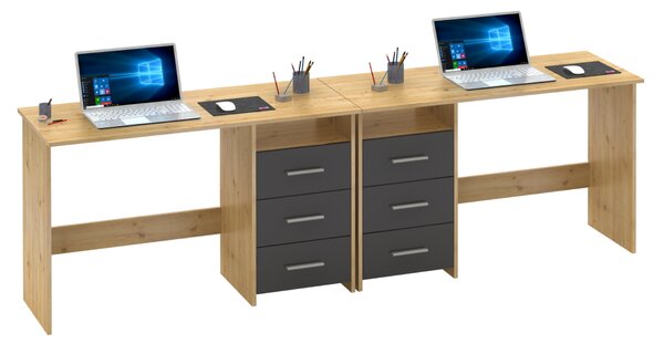 KONDELA PC stůl, dub artisan/grafit, LARISTOTE NEW