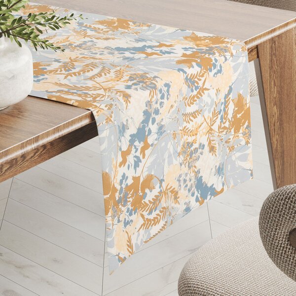 Biante Sametový běhoun na stůl Tamara TMR-043 Hnědo-modré designové rostliny 20x120 cm