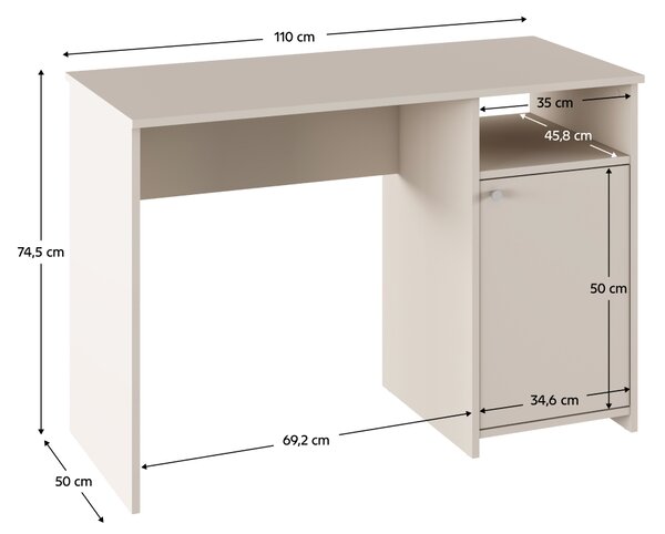KONDELA PC stůl, kašmír, DEDE