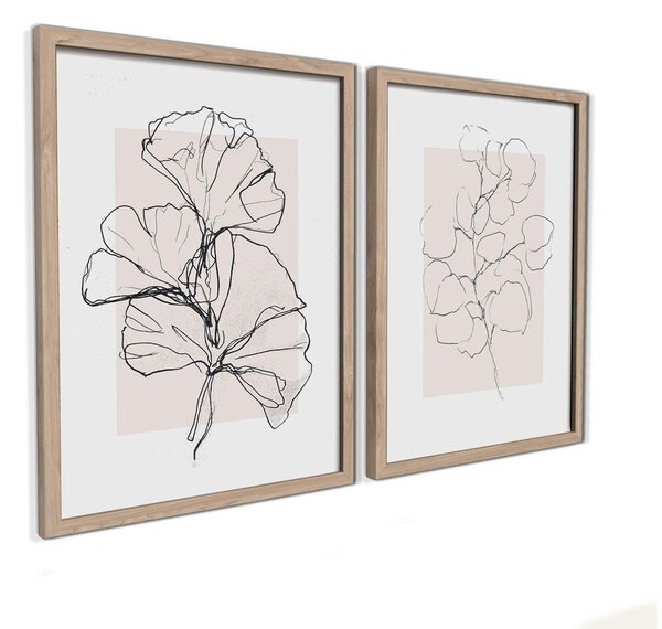Tištěné obrazy v sadě 2 ks s rámem 30x40 cm Floral Set – Styler