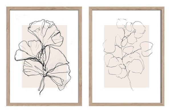 Tištěné obrazy v sadě 2 ks s rámem 30x40 cm Floral Set – Styler