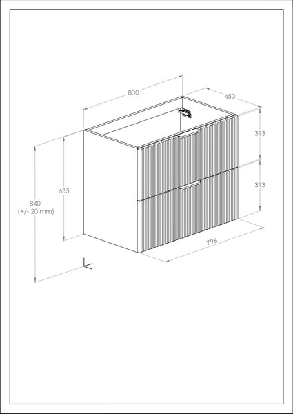 Roca Reef skříňka 80x45x63.5 cm pod umyvadlo závěsná dub A857955464