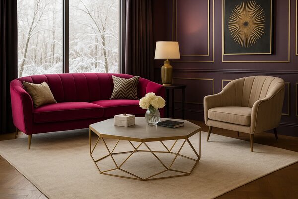 LivinHill Konferenční stolek Glamour 106 cm zlatý/šedý