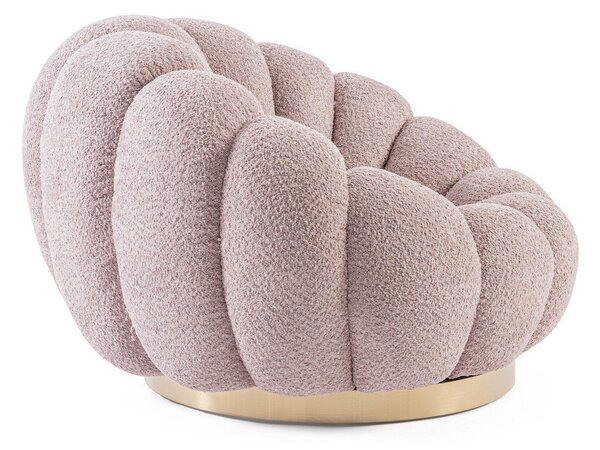 Růžové otočné křeslo z textilie bouclé Florel – Bizzotto