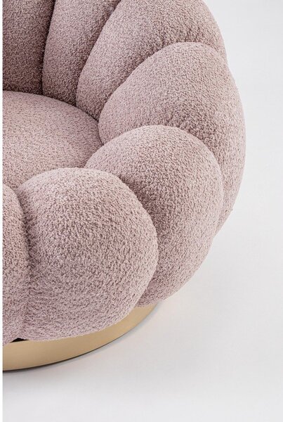 Růžové otočné křeslo z textilie bouclé Florel – Bizzotto