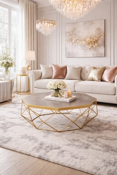 LivinHill Konferenční stolek Glamour 106 cm zlatý/šedý