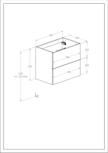 Roca Kwadro skříňka 60x38.4x53 cm pod umyvadlo závěsná ořechová A857969540