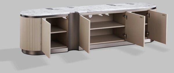 LivinHill TV stolek Stilig ST916C 200 cm mramor/béžový/nikl