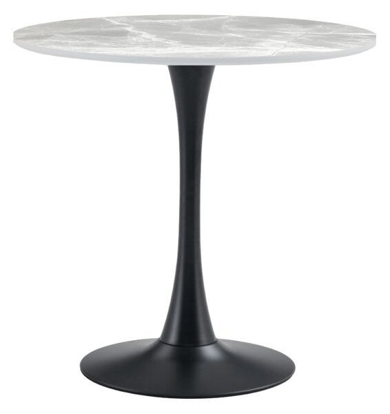 KONDELA Jídelní stůl, šedý mramor/černá, průměr 90 cm, LORIAN TYP 1