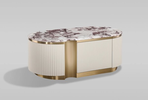 LivinHill Konferenční stolek Stilig ST914B 122 cm mramor/krémový/zlatý