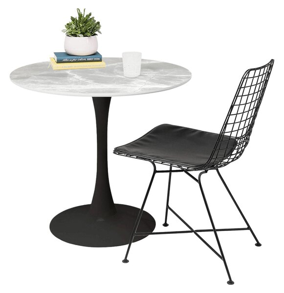 KONDELA Jídelní stůl, šedý mramor/černá, průměr 90 cm, LORIAN TYP 1