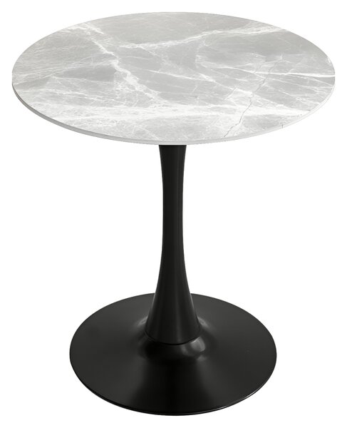 KONDELA Jídelní stůl, šedý mramor/černá, průměr 90 cm, LORIAN TYP 1