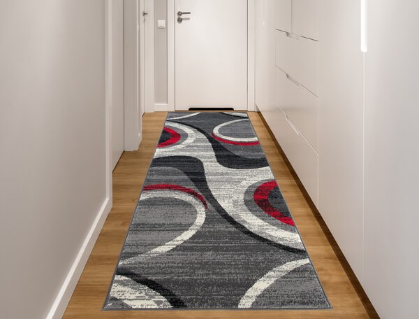 Moderní koberec Tap - geometrické tvary 3 - šedý/červený Rozměr koberce: 180x250 cm