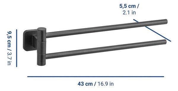 Matně černý nástěnný držák na ručníky z nerezové oceli Porto – Wenko