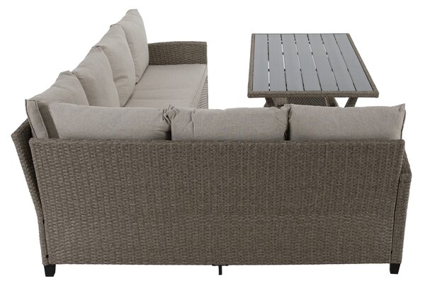 KONDELA Zahradní ratanový set, šedá/béžová, ADIN