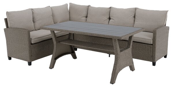 KONDELA Zahradní ratanový set, šedá/béžová, ADIN