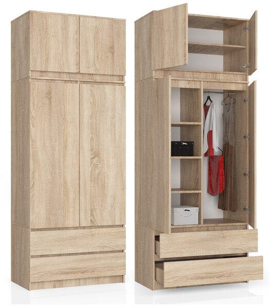 Ak furniture Šatní skříň s nástavcem Star 90 cm dub sonoma