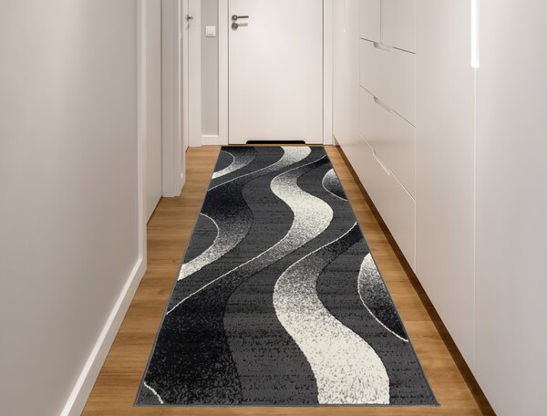 Chemex Moderní koberec Tap - vlnky 5 - tmavě šedý/bílý Rozměr koberce: 120x170 cm