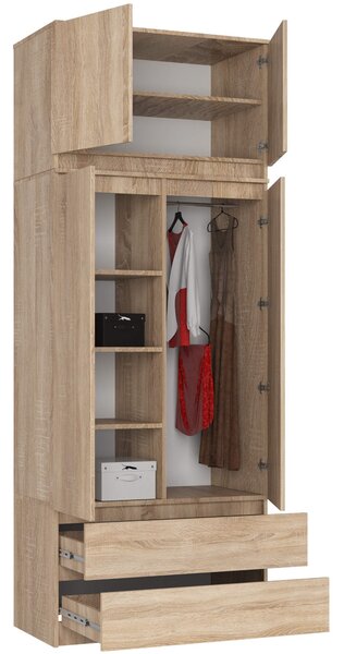 Ak furniture Šatní skříň s nástavcem Star 90 cm dub sonoma