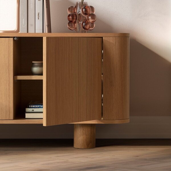 TV stolek v dekoru dubu v přírodní barvě 180x50,5x40 cm Padoc – MOME