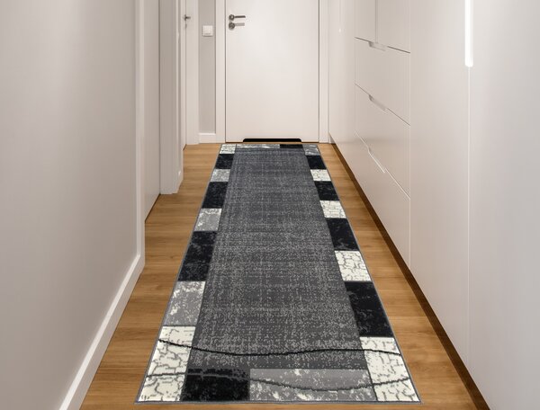 Chemex Moderní koberec Tap - obdélníky 3 - bílý/šedý Rozměr koberce: 70x250 cm