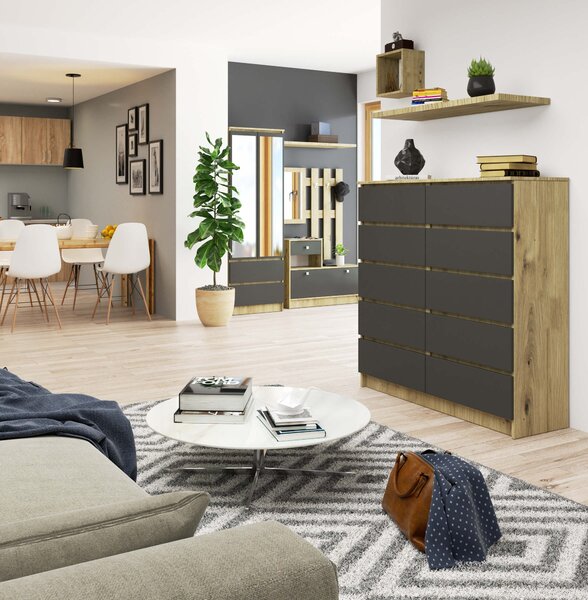 Ak furniture Komoda Kuba 120 cm dub artisan/grafitová