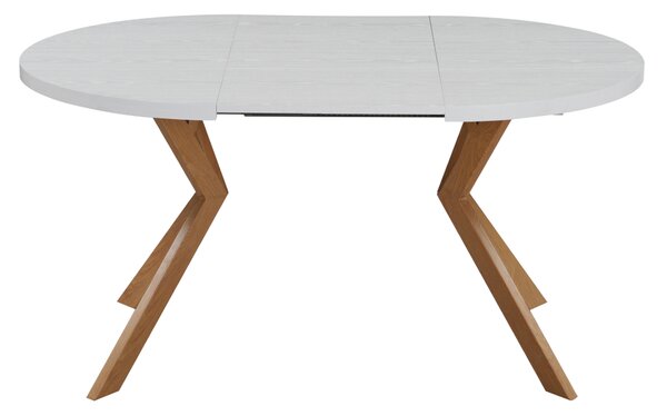 KONDELA Jídelní rozkládací stůl, bílá/dub, 100-250x75,5 cm, LUKOS