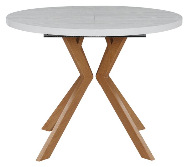 KONDELA Jídelní rozkládací stůl, bílá/dub, 100-250x75,5 cm, LUKOS