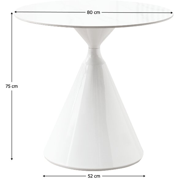 KONDELA Jídelní stůl, světlý mramor/bílá, průměr 80 cm, VALER