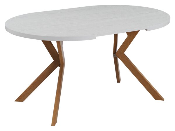 KONDELA Jídelní rozkládací stůl, bílá/dub, 100-250x75,5 cm, LUKOS