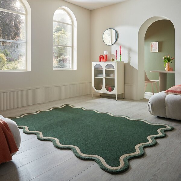 Tmavě zelený ručně tkaný koberec s příměsí vlny 120x170 cm Rivo Wool – Flair Rugs