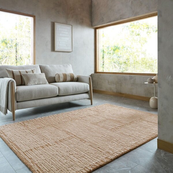 Ručně tkaný vlněný koberec v přírodní barvě 140x200 cm Harris Modula Wool – Flair Rugs