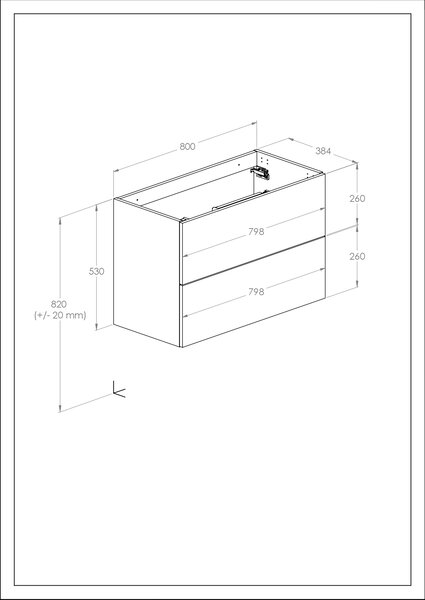Roca Kwadro skříňka 79.8x38.4x53 cm pod umyvadlo závěsná ořechová A857970540