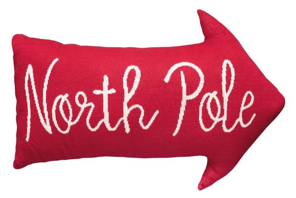 Pletený polštářek NORTH POLE červenobílá vánoční dekorace