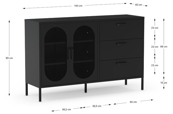 Marckeric Kovová komoda Diora 140 x 40 cm